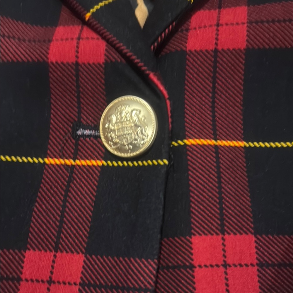 Torrid Betsey Johnson Red and Black Crop Plaid Blazer - Picture 3 of 6